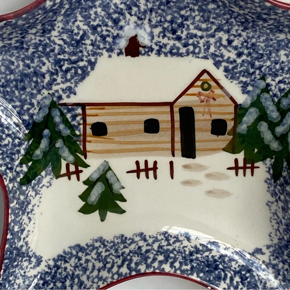 Candy Dish Vintage FWC 8" Trinket Dish Decor Winter Cabin Star Shape Ceramic EUC - Picture 2 of 14